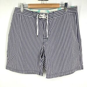 Brooks Brothers Swim Board Shorts Mens 36 Purple Gingham Check Drawstring 7"‎